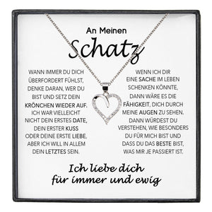 22Feels® Schatz Ich Liebe Dich Frauen Geschenk Silber 925/000 Schmuck Ehefrau Freundin Herz Halskette Valentinstag Hochzeitstag Jahrestag-Schmuck mit Botschaftskarte - Herz21-22Feels