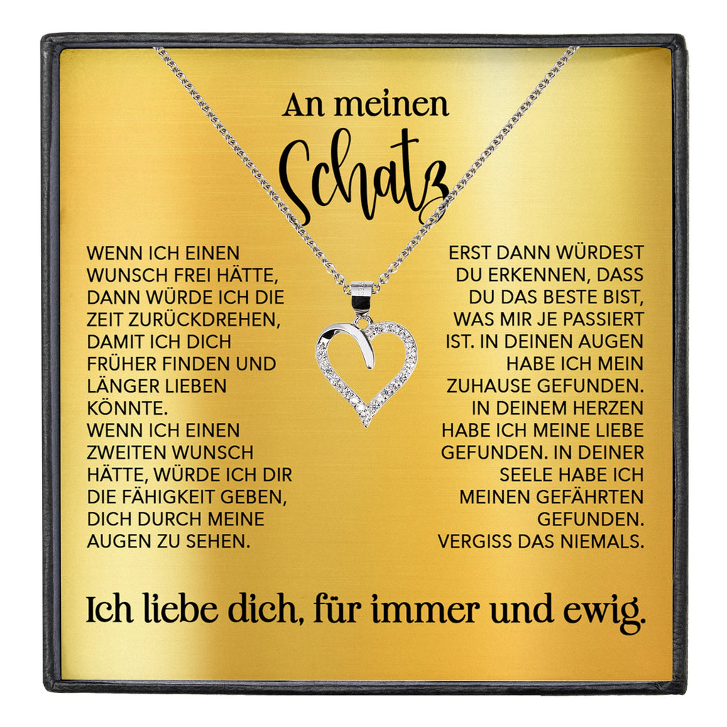 22Feels® Schatz Ich Liebe Dich Frauen Geschenk Silber 925/000 Schmuck Ehefrau Freundin Herz Halskette Valentinstag Hochzeitstag Jahrestag-Schmuck mit Botschaftskarte - Herz21-22Feels