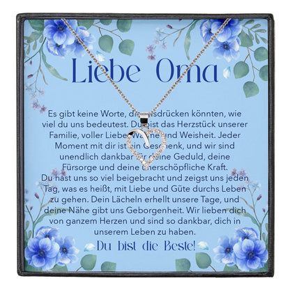 22Feels® Liebe Oma Geschenk Silber 925/000 Herz Halskette Karte Frauen Schmuck Damen Collier Grossmutter Weihnachten Geburtstag Muttertag Grosseltern-Schmuck mit Botschaftskarte - Herz21-22Feels