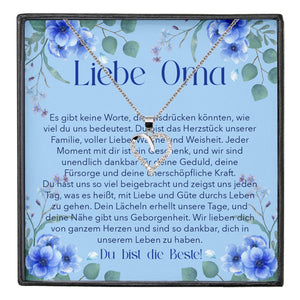 22Feels® Liebe Oma Geschenk Silber 925/000 Herz Halskette Karte Frauen Schmuck Damen Collier Grossmutter Weihnachten Geburtstag Muttertag Grosseltern-Schmuck mit Botschaftskarte - Herz21-22Feels