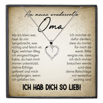 22Feels® Liebe Oma Geschenk Silber 925/000 Herz Halskette Karte Frauen Schmuck Damen Collier Grossmutter Weihnachten Geburtstag Muttertag Grosseltern-Schmuck mit Botschaftskarte - Herz21-22Feels