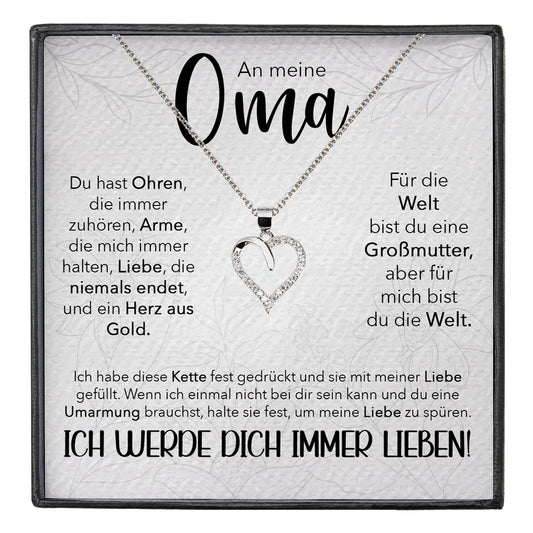 22Feels® Liebe Oma Geschenk Silber 925/000 Herz Halskette Karte Frauen Schmuck Damen Collier Grossmutter Weihnachten Geburtstag Muttertag Grosseltern-Schmuck mit Botschaftskarte - Herz21-22Feels
