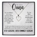 22Feels® Liebe Oma Geschenk Silber 925/000 Herz Halskette Karte Frauen Schmuck Damen Collier Grossmutter Weihnachten Geburtstag Muttertag Grosseltern-Schmuck mit Botschaftskarte - Herz21-22Feels