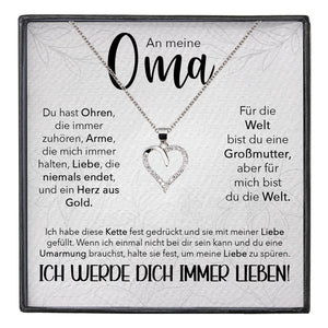 22Feels® Liebe Oma Geschenk Silber 925/000 Herz Halskette Karte Frauen Schmuck Damen Collier Grossmutter Weihnachten Geburtstag Muttertag Grosseltern-Schmuck mit Botschaftskarte - Herz21-22Feels