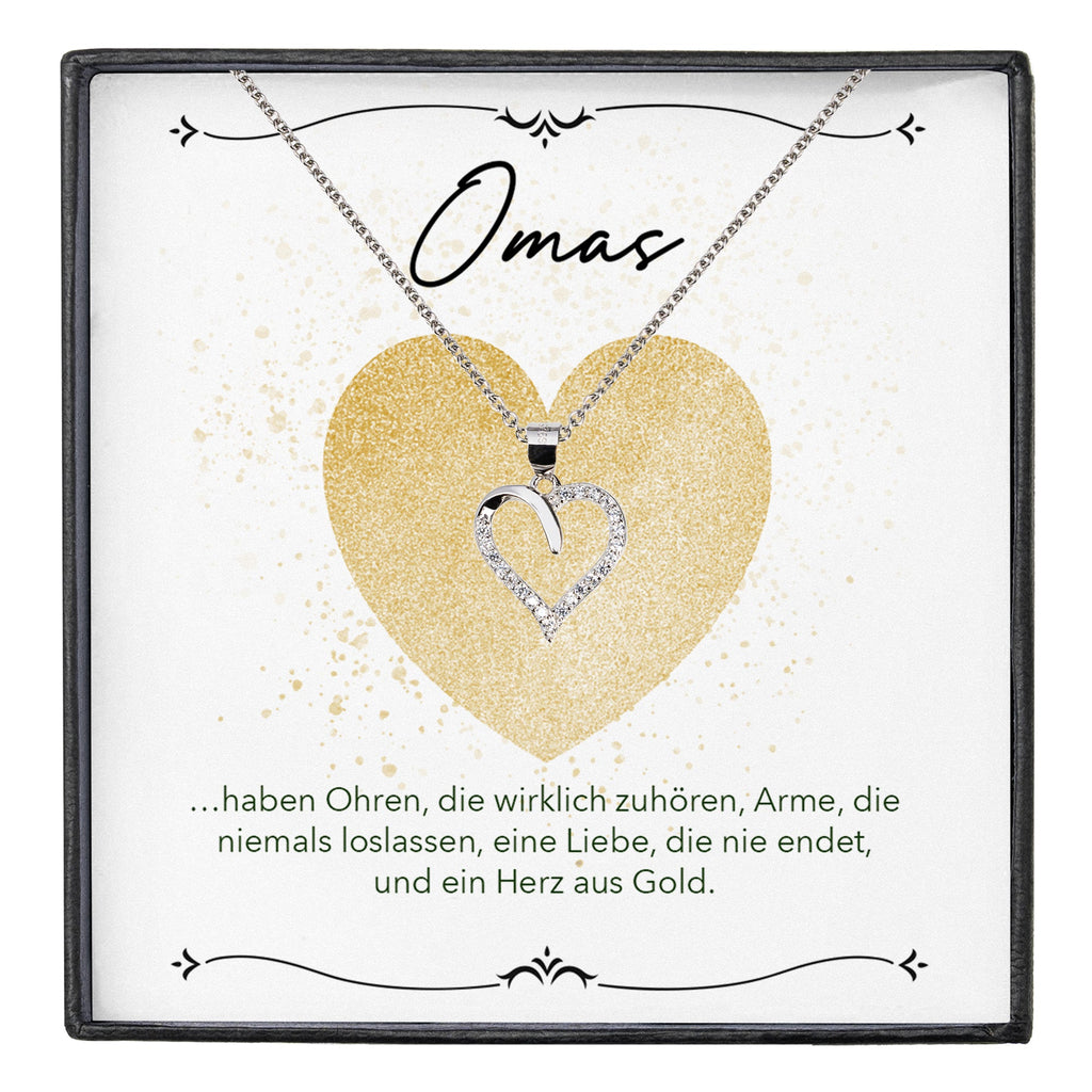 22Feels® Oma Geschenk Silber 925/000 Herz Halskette Karte Golden Frauen Schmuck Damen Collier Grossmutter Weihnachten Geburtstag Muttertag Grosseltern-Schmuck mit Botschaftskarte - Herz21-22Feels
