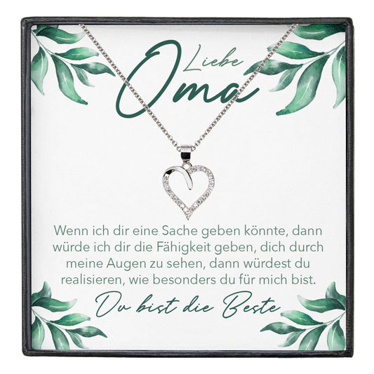 22Feels® Liebe Oma Geschenk Silber 925/000 Herz Halskette Karte Frauen Schmuck Damen Collier Grossmutter Weihnachten Geburtstag Muttertag Grosseltern-Schmuck mit Botschaftskarte - Herz21-22Feels