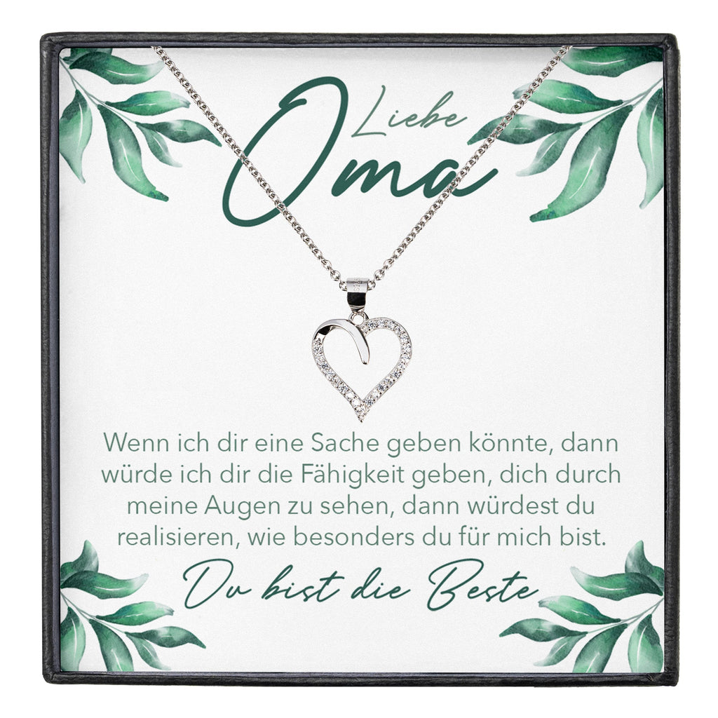 22Feels® Liebe Oma Geschenk Silber 925/000 Herz Halskette Karte Frauen Schmuck Damen Collier Grossmutter Weihnachten Geburtstag Muttertag Grosseltern-Schmuck mit Botschaftskarte - Herz21-22Feels