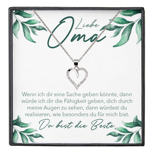 22Feels® Liebe Oma Geschenk Silber 925/000 Herz Halskette Karte Frauen Schmuck Damen Collier Grossmutter Weihnachten Geburtstag Muttertag Grosseltern-Schmuck mit Botschaftskarte - Herz21-22Feels