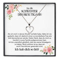 22Feels® Schwester des Bräutigams Geschenk von Braut Silber 925/000 Herz Halskette Frauen Schmuck Schwägerin Hochzeit Damen Collier mit Steinen-Schmuck mit Botschaftskarte - Herz21-22Feels