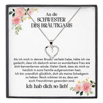 22Feels® Schwester des Bräutigams Geschenk von Braut Silber 925/000 Herz Halskette Frauen Schmuck Schwägerin Hochzeit Damen Collier mit Steinen-Schmuck mit Botschaftskarte - Herz21-22Feels