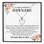 22Feels® Wunderbare Schwägerin Geschenk Silber 925 Herz Halskette mit Karte Frauen Schmuck Damen Collier Hochzeit Geburtstag Weihnachten Zirkonia-Steine-Schmuck mit Botschaftskarte - Herz21-22Feels