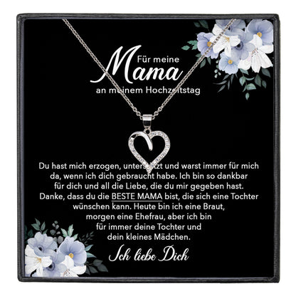 22Feels® Brautmutter Geschenk von Braut Silber 925/000 Herz Halskette Karte Frauen Schmuck Hochzeit Meine Mutter Damen Collier mit 23 Steinen-Schmuck mit Botschaftskarte - Herz21-22Feels