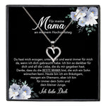 22Feels® Mutter des Bräutigams Geschenk von Sohn Silber 925/000 Herz Halskette Karte Frauen Schmuck Hochzeit Meine Mama Damen Collier 23 Steinen-Schmuck mit Botschaftskarte - Herz21-22Feels