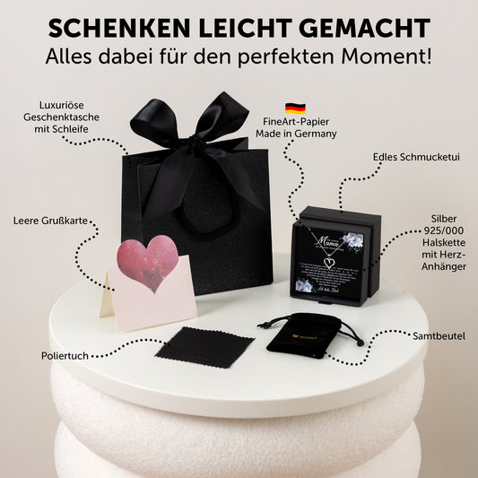 22Feels® Mutter des Bräutigams Geschenk von Sohn Silber 925/000 Herz Halskette Karte Frauen Schmuck Hochzeit Meine Mama Damen Collier 23 Steinen-Schmuck mit Botschaftskarte - Herz21-22Feels