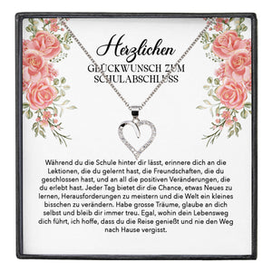 22Feels® Schulabschluss Geschenk Mädchen Silber 925 Herz Halskette mit Karte Abiturientin Glückwunsch Frauen Schmuck Realschule Gymnasium-Schmuck mit Botschaftskarte - Herz21-22Feels