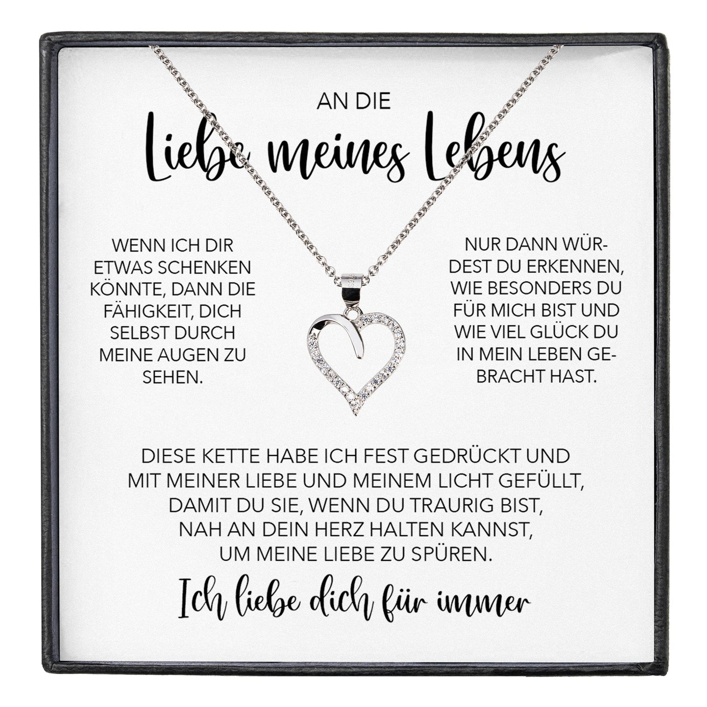22Feels® Ich Liebe Dich Frauen Geschenk Silber 925/000 Schmuck "Meines Lebens" Ehefrau Freundin Herz Halskette Valentinstag Hochzeitstag Jahrestag-Schmuck mit Botschaftskarte - Herz21-22Feels