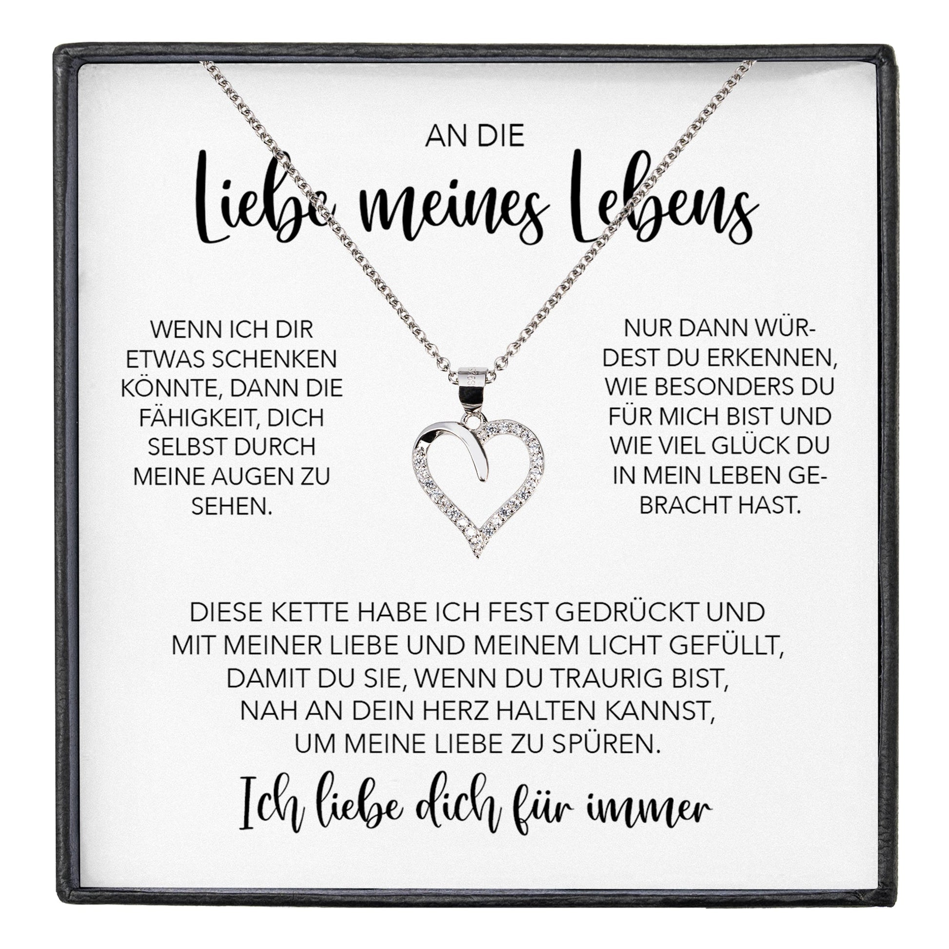 22Feels® Ich Liebe Dich Frauen Geschenk Silber 925/000 Schmuck "Meines Lebens" Ehefrau Freundin Herz Halskette Valentinstag Hochzeitstag Jahrestag-Schmuck mit Botschaftskarte - Herz21-22Feels