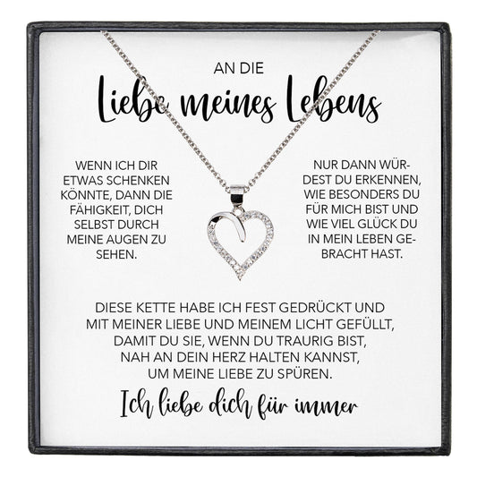 22Feels® Ich Liebe Dich Frauen Geschenk Silber 925/000 Schmuck "Meines Lebens" Ehefrau Freundin Herz Halskette Valentinstag Hochzeitstag Jahrestag-Schmuck mit Botschaftskarte - Herz21-22Feels