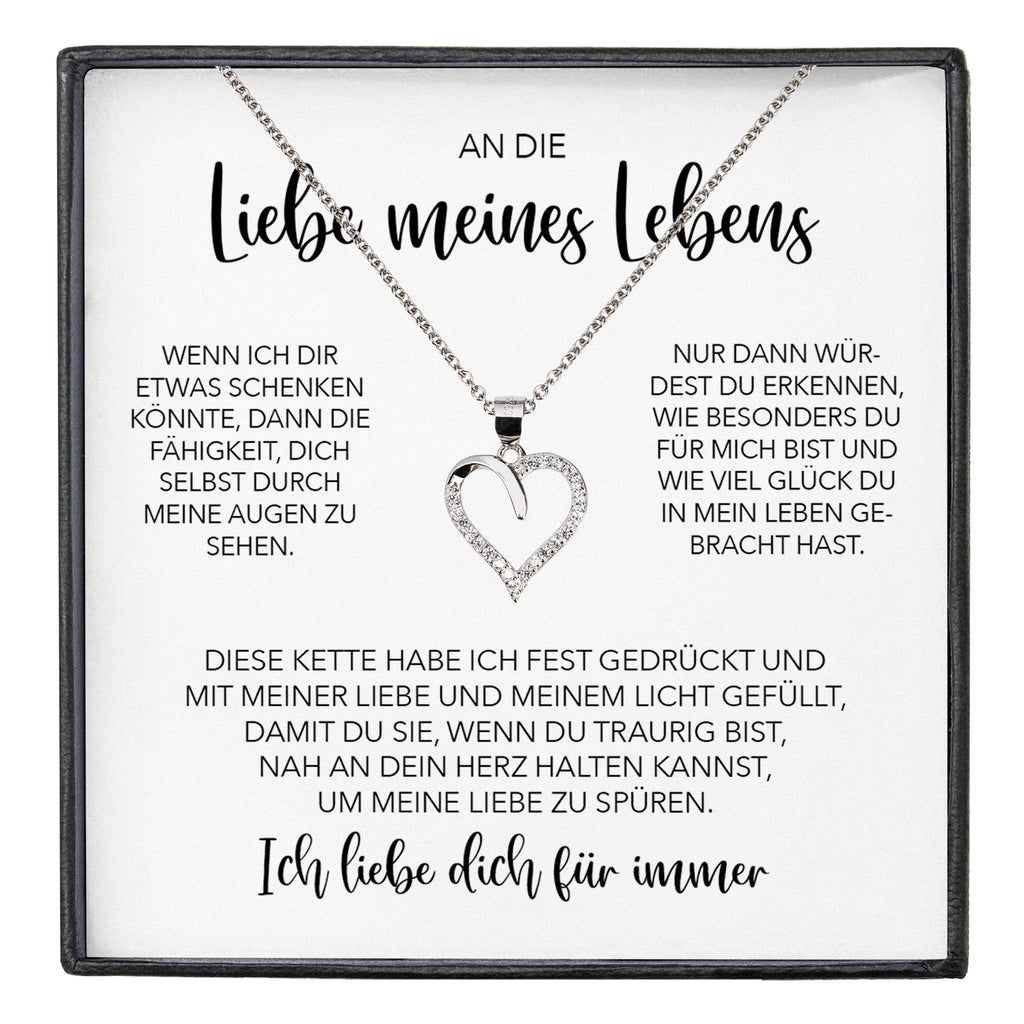 22Feels® Ich Liebe Dich Frauen Geschenk Silber 925/000 Schmuck "Meines Lebens" Ehefrau Freundin Herz Halskette Valentinstag Hochzeitstag Jahrestag-Schmuck mit Botschaftskarte - Herz21-22Feels