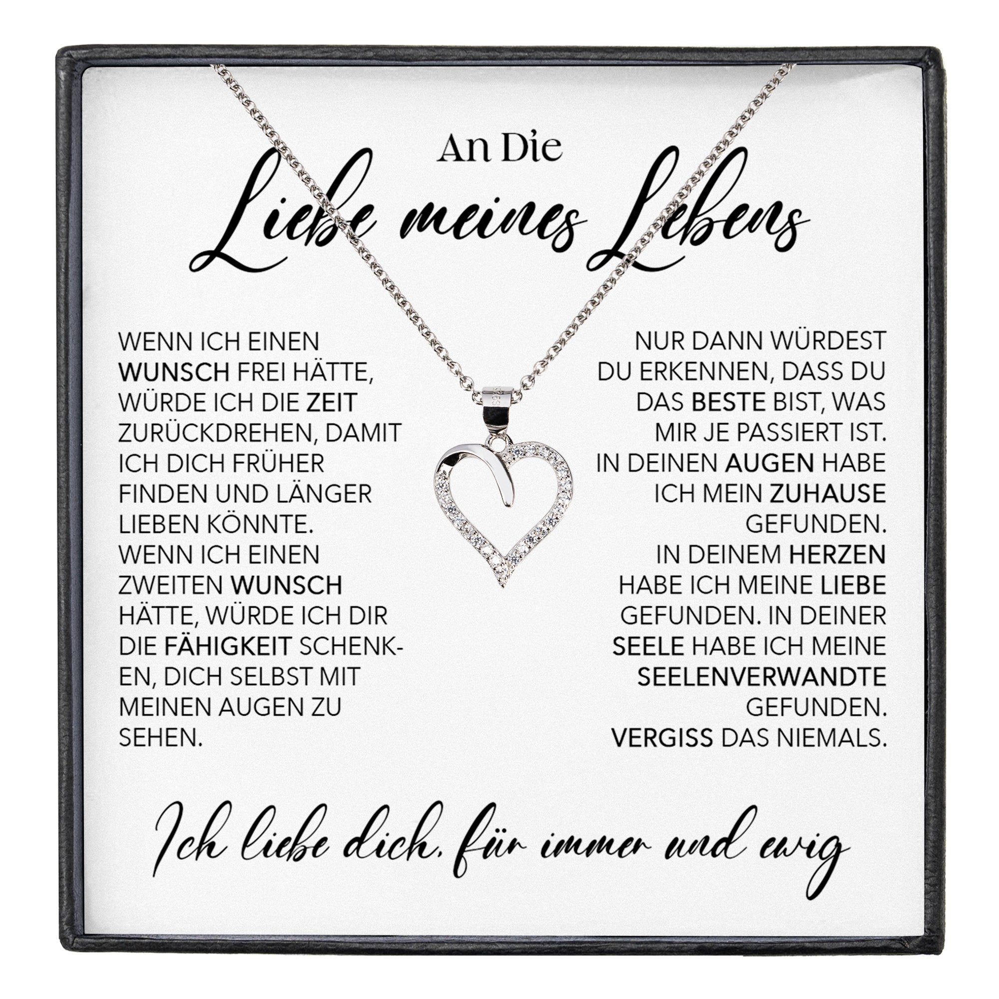 22Feels® Ich Liebe Dich Frauen Geschenk Silber 925/000 Schmuck "Meines Lebens" Ehefrau Freundin Herz Halskette Valentinstag Hochzeitstag Jahrestag-Schmuck mit Botschaftskarte - Herz21-22Feels