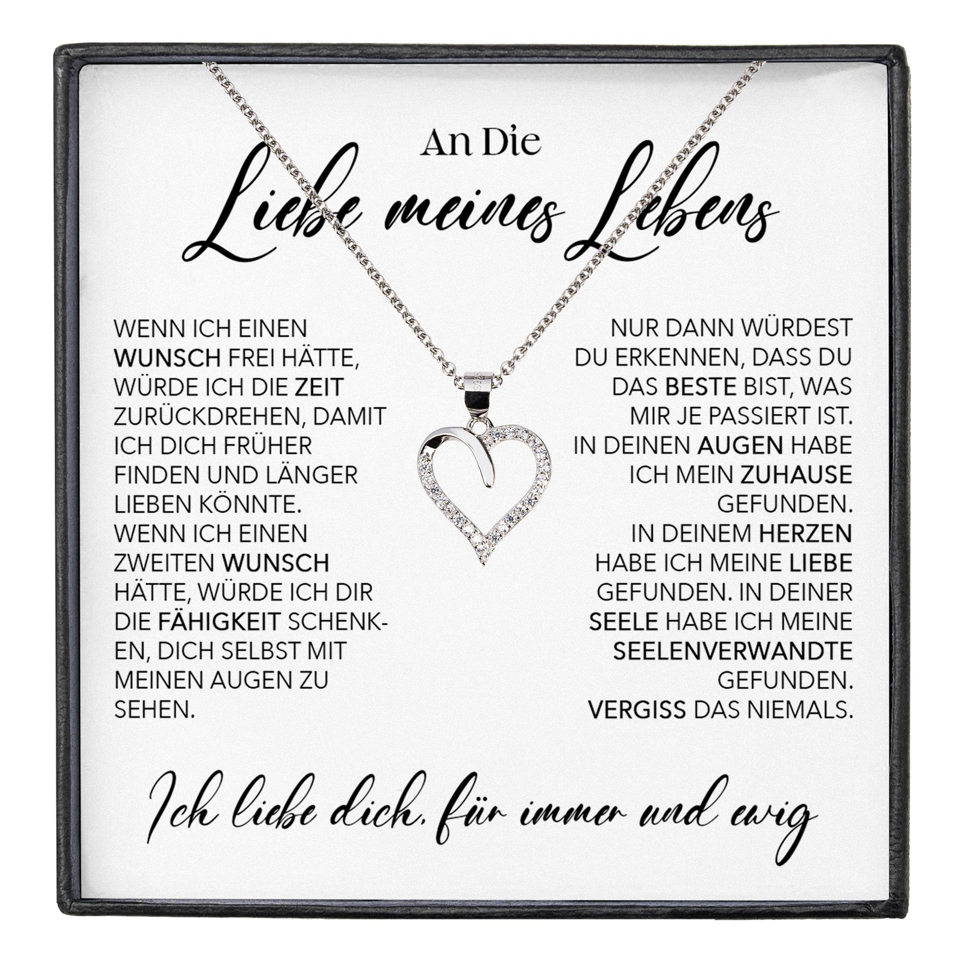 22Feels® Ich Liebe Dich Frauen Geschenk Silber 925/000 Schmuck "Meines Lebens" Ehefrau Freundin Herz Halskette Valentinstag Hochzeitstag Jahrestag-Schmuck mit Botschaftskarte - Herz21-22Feels