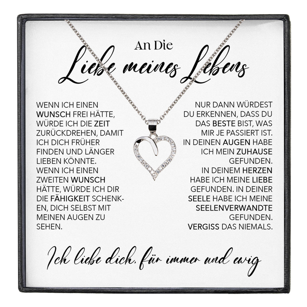 22Feels® Ich Liebe Dich Frauen Geschenk Silber 925/000 Schmuck "Meines Lebens" Ehefrau Freundin Herz Halskette Valentinstag Hochzeitstag Jahrestag-Schmuck mit Botschaftskarte - Herz21-22Feels