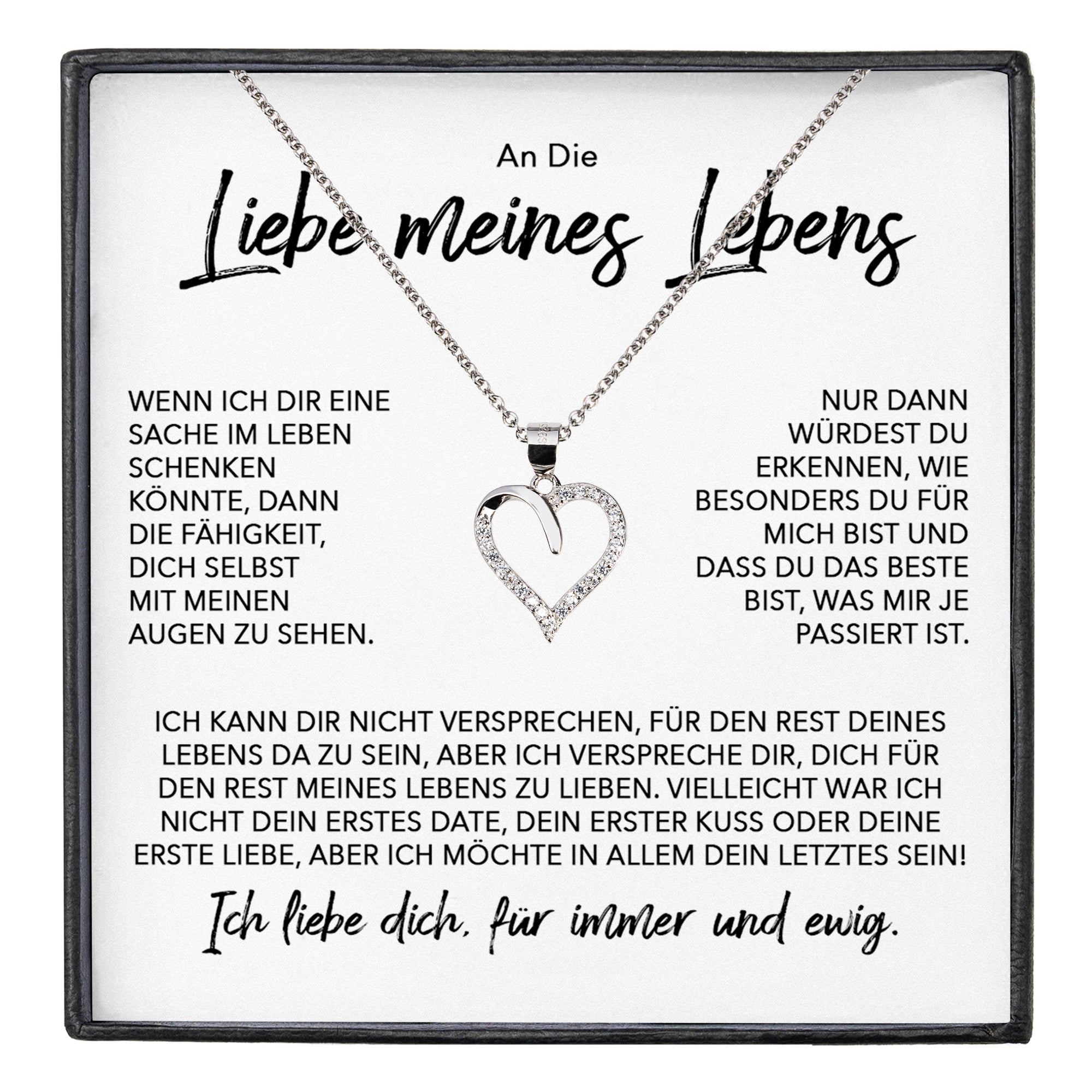 22Feels® Ich Liebe Dich Frauen Geschenk Silber 925/000 Schmuck "Meines Lebens" Ehefrau Freundin Herz Halskette Valentinstag Hochzeitstag Jahrestag-Schmuck mit Botschaftskarte - Herz21-22Feels