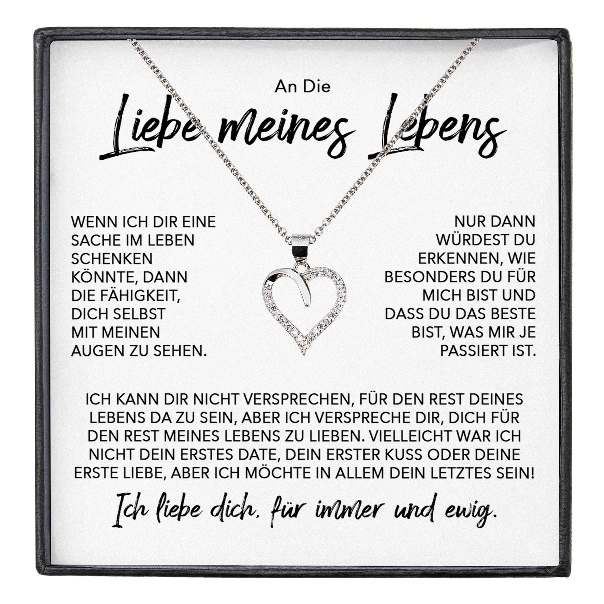 22Feels® Ich Liebe Dich Frauen Geschenk Silber 925/000 Schmuck "Meines Lebens" Ehefrau Freundin Herz Halskette Valentinstag Hochzeitstag Jahrestag-Schmuck mit Botschaftskarte - Herz21-22Feels