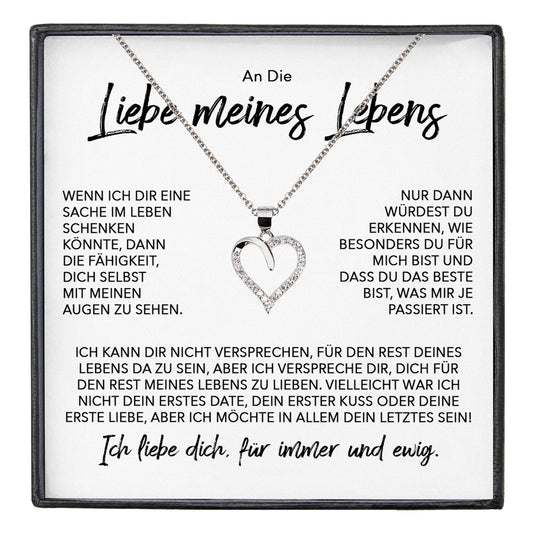 22Feels® Ich Liebe Dich Frauen Geschenk Silber 925/000 Schmuck "Meines Lebens" Ehefrau Freundin Herz Halskette Valentinstag Hochzeitstag Jahrestag-Schmuck mit Botschaftskarte - Herz21-22Feels