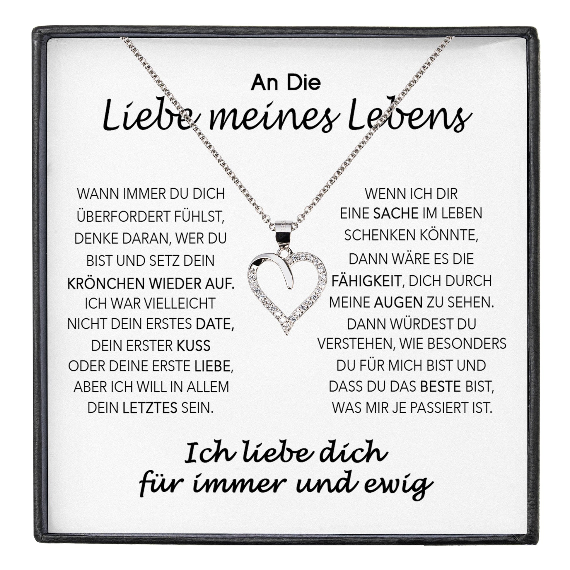 22Feels® Ich Liebe Dich Frauen Geschenk Silber 925/000 Schmuck "Meines Lebens" Ehefrau Freundin Herz Halskette Valentinstag Hochzeitstag Jahrestag-Schmuck mit Botschaftskarte - Herz21-22Feels