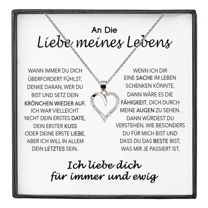 22Feels® Ich Liebe Dich Frauen Geschenk Silber 925/000 Schmuck "Meines Lebens" Ehefrau Freundin Herz Halskette Valentinstag Hochzeitstag Jahrestag-Schmuck mit Botschaftskarte - Herz21-22Feels