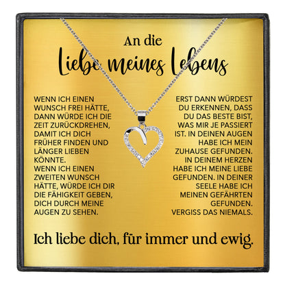 22Feels® Ich Liebe Dich Frauen Geschenk Silber 925/000 Schmuck "Meines Lebens" Ehefrau Freundin Herz Halskette Valentinstag Hochzeitstag Jahrestag-Schmuck mit Botschaftskarte - Herz21-22Feels