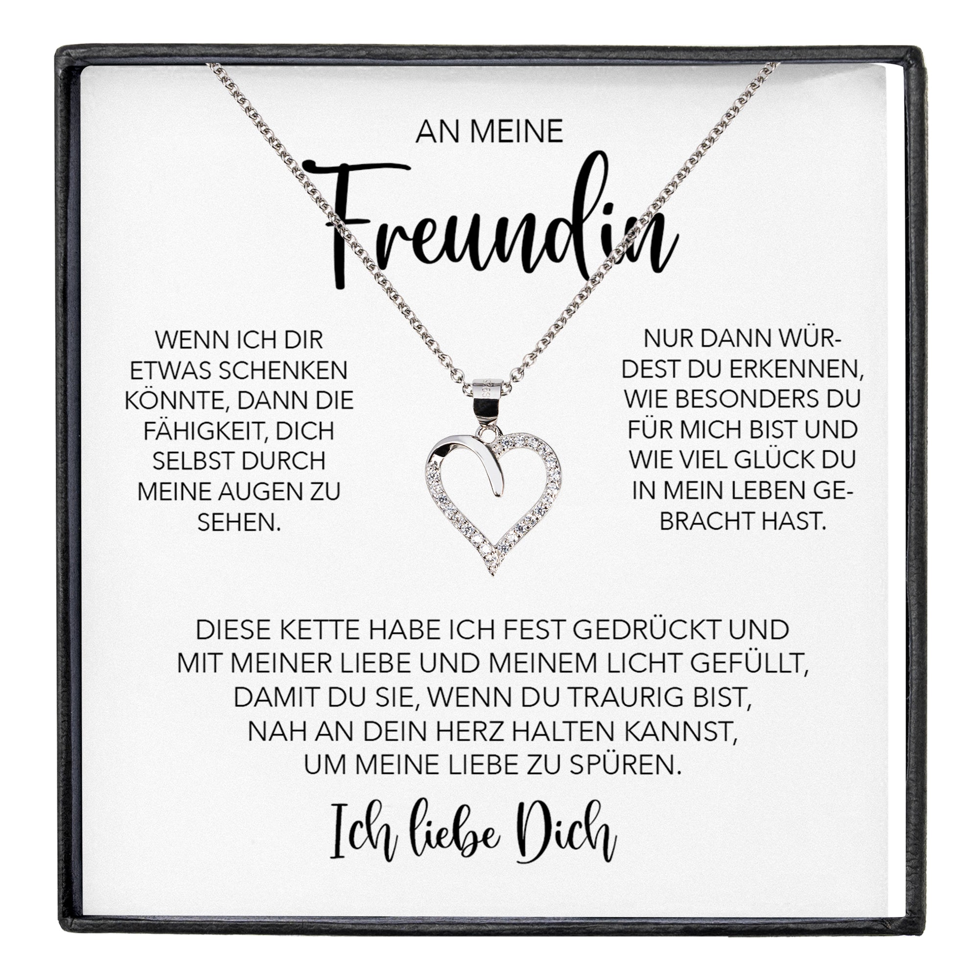 22Feels® Freundin Geschenk Silber Ich Liebe Dich Schmuck Frauen Silber 925/000 Herz Halskette Valentinstag Jahrestag Damen Collier Liebesbeweis-Schmuck mit Botschaftskarte - Herz21-22Feels