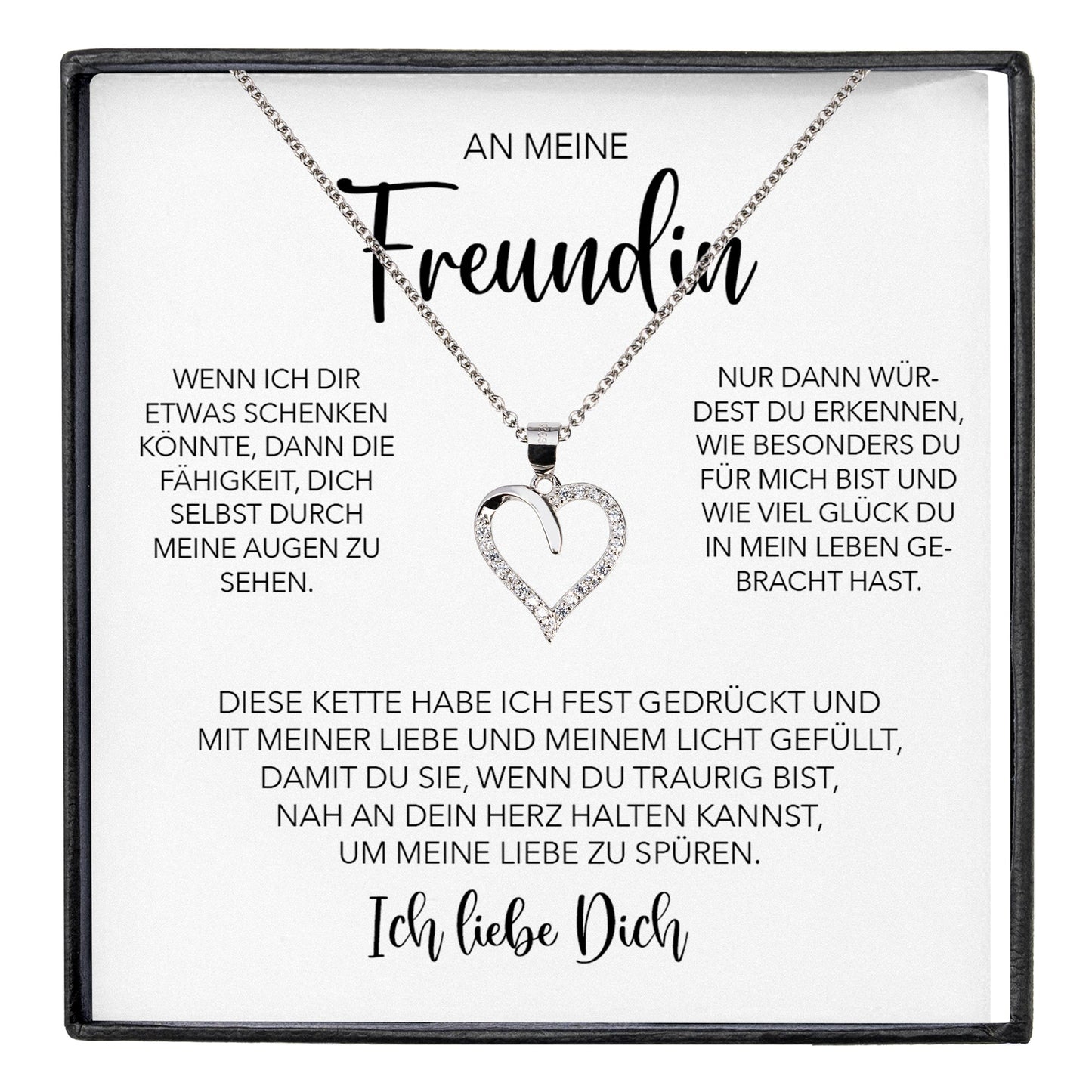 22Feels® Freundin Geschenk Silber Ich Liebe Dich Schmuck Frauen Silber 925/000 Herz Halskette Valentinstag Jahrestag Damen Collier Liebesbeweis-Schmuck mit Botschaftskarte - Herz21-22Feels