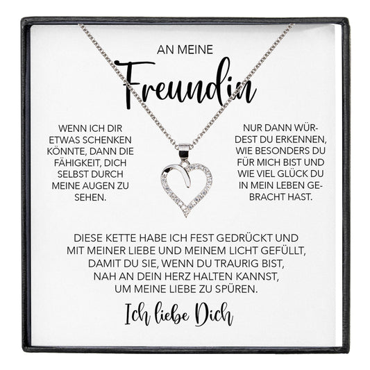 22Feels® Freundin Geschenk Silber Ich Liebe Dich Schmuck Frauen Silber 925/000 Herz Halskette Valentinstag Jahrestag Damen Collier Liebesbeweis-Schmuck mit Botschaftskarte - Herz21-22Feels