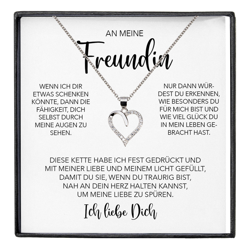 22Feels® Freundin Geschenk Silber Ich Liebe Dich Schmuck Frauen Silber 925/000 Herz Halskette Valentinstag Jahrestag Damen Collier Liebesbeweis-Schmuck mit Botschaftskarte - Herz21-22Feels