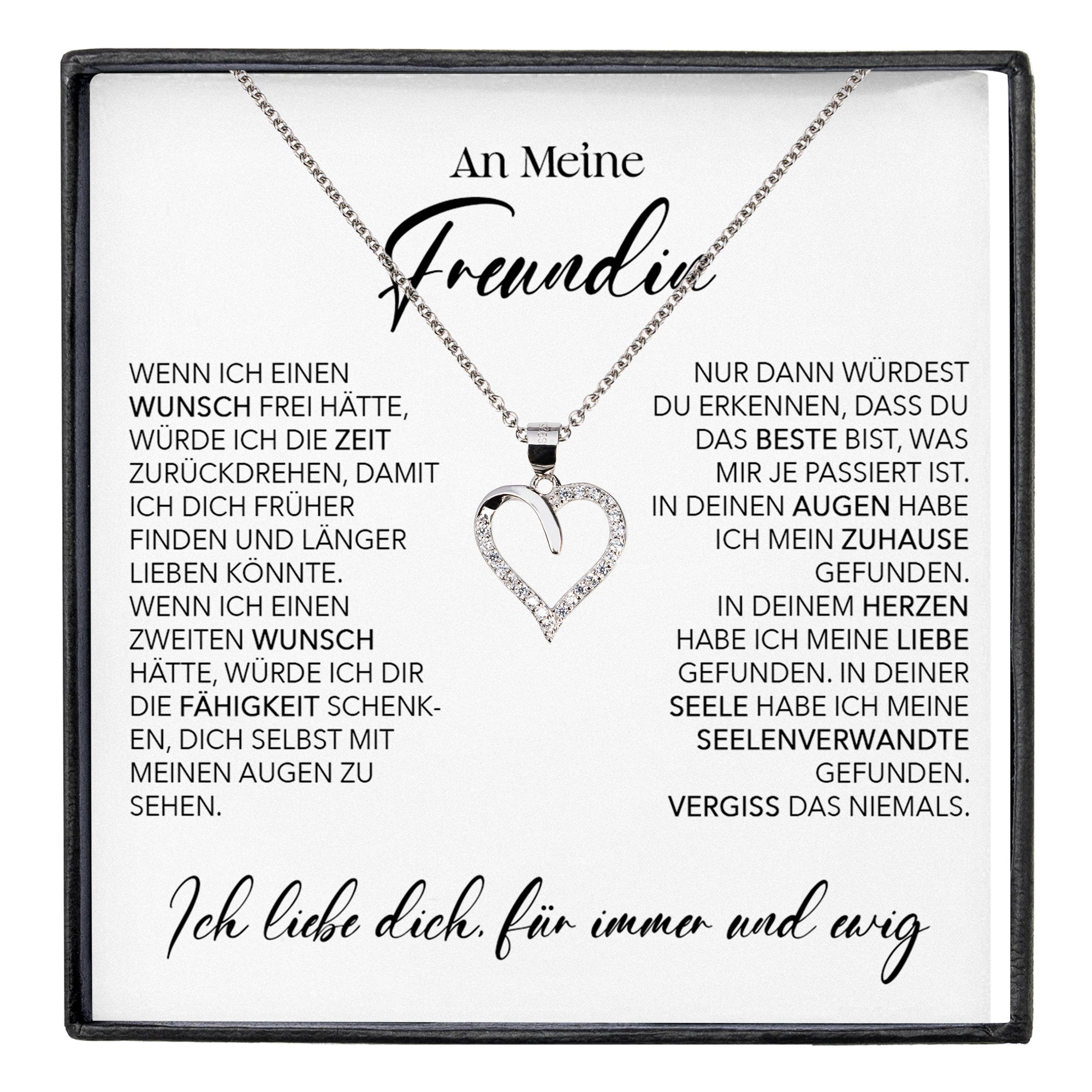 22Feels® Freundin Geschenk Silber Ich Liebe Dich Schmuck Frauen Silber 925/000 Herz Halskette Valentinstag Jahrestag Damen Collier Liebesbeweis-Schmuck mit Botschaftskarte - Herz21-22Feels