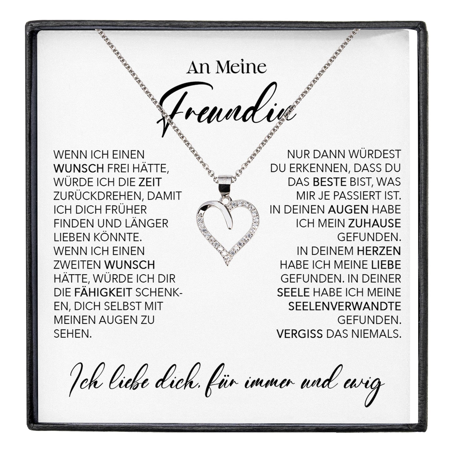 22Feels® Freundin Geschenk Silber Ich Liebe Dich Schmuck Frauen Silber 925/000 Herz Halskette Valentinstag Jahrestag Damen Collier Liebesbeweis-Schmuck mit Botschaftskarte - Herz21-22Feels