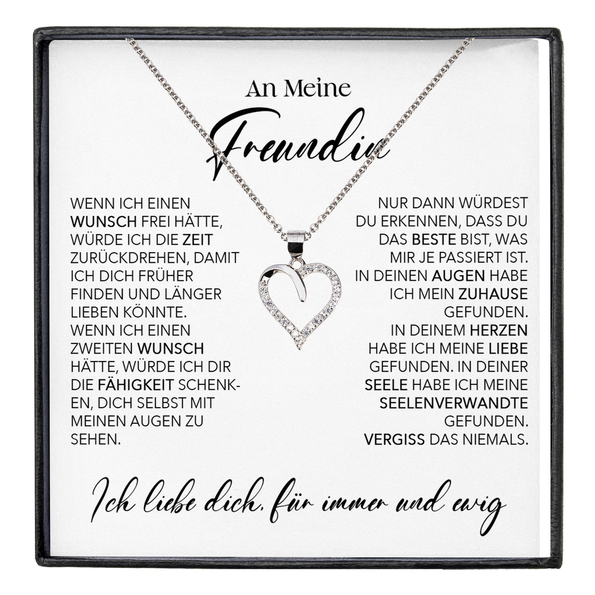 22Feels® Freundin Geschenk Silber Ich Liebe Dich Schmuck Frauen Silber 925/000 Herz Halskette Valentinstag Jahrestag Damen Collier Liebesbeweis-Schmuck mit Botschaftskarte - Herz21-22Feels