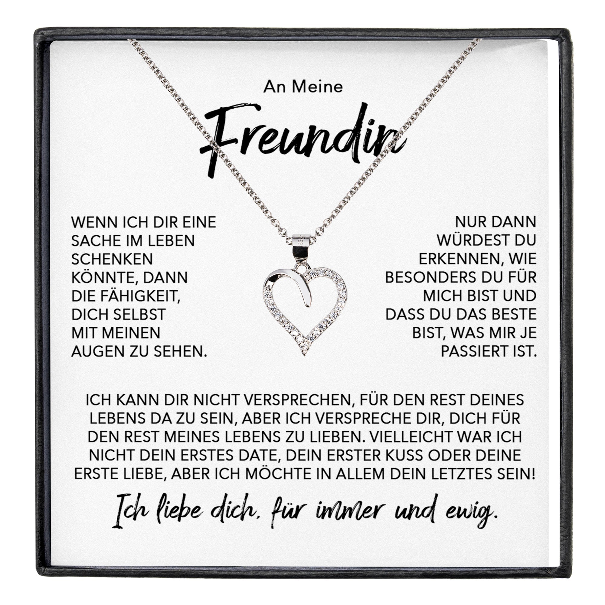 22Feels® Freundin Geschenk Silber Ich Liebe Dich Schmuck Frauen Silber 925/000 Herz Halskette Valentinstag Jahrestag Damen Collier Liebesbeweis-Schmuck mit Botschaftskarte - Herz21-22Feels