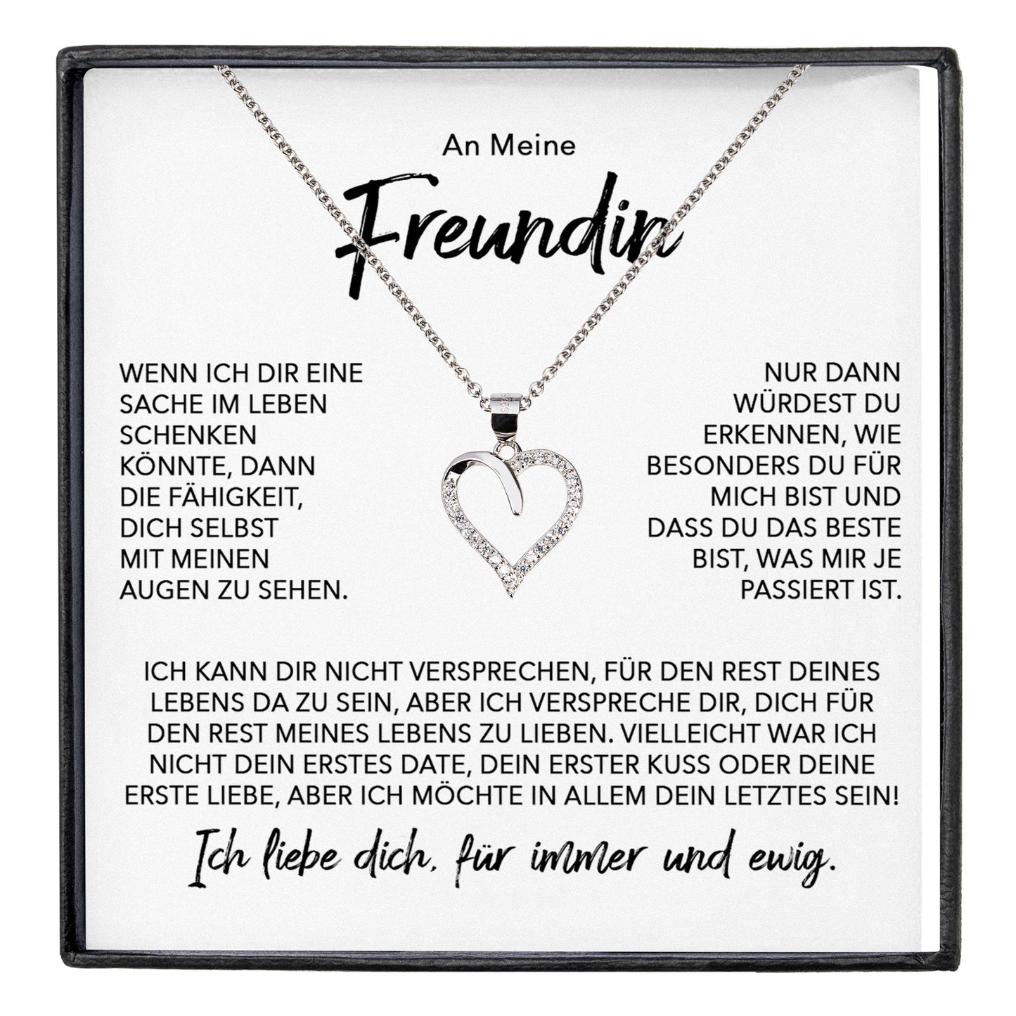 22Feels® Freundin Geschenk Silber Ich Liebe Dich Schmuck Frauen Silber 925/000 Herz Halskette Valentinstag Jahrestag Damen Collier Liebesbeweis-Schmuck mit Botschaftskarte - Herz21-22Feels