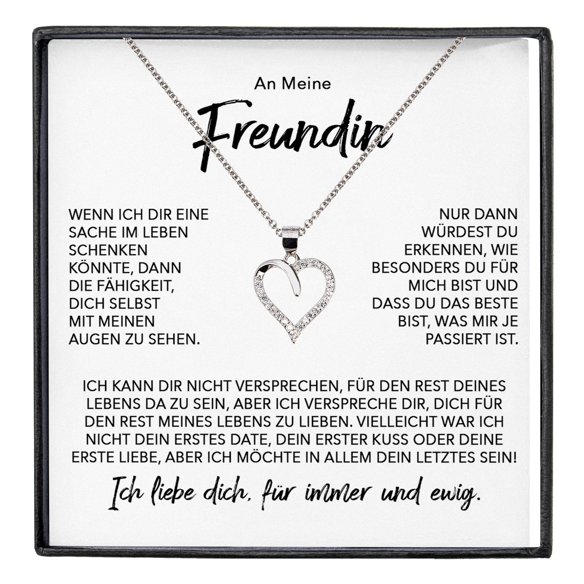 22Feels® Freundin Geschenk Silber Ich Liebe Dich Schmuck Frauen Silber 925/000 Herz Halskette Valentinstag Jahrestag Damen Collier Liebesbeweis-Schmuck mit Botschaftskarte - Herz21-22Feels