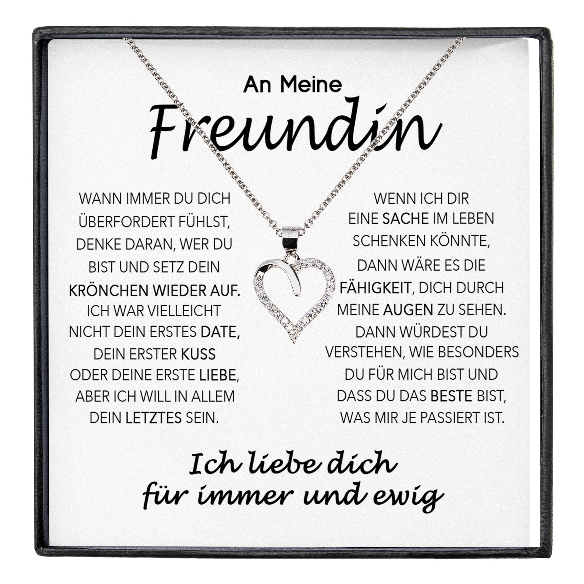 22Feels® Freundin Geschenk Silber Ich Liebe Dich Schmuck Frauen Silber 925/000 Herz Halskette Valentinstag Jahrestag Damen Collier Liebesbeweis-Schmuck mit Botschaftskarte - Herz21-22Feels