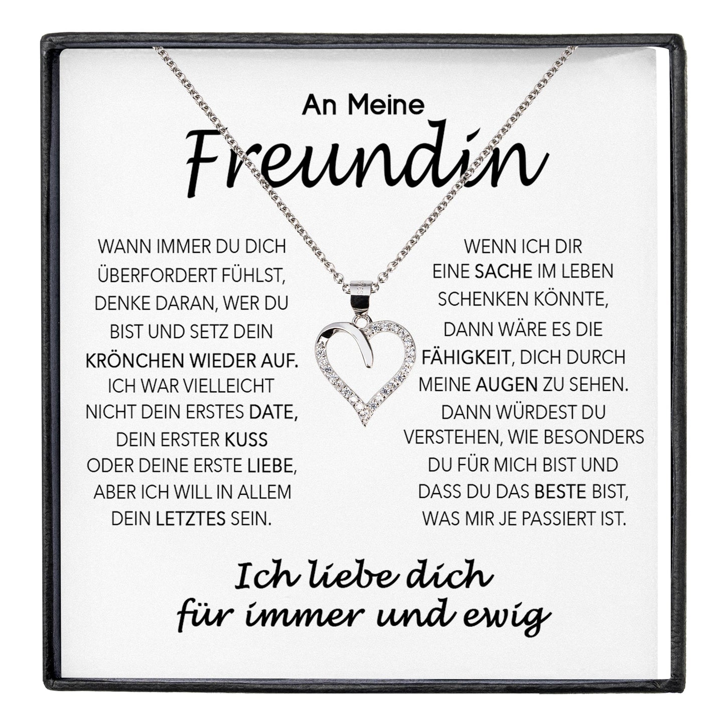 22Feels® Freundin Geschenk Silber Ich Liebe Dich Schmuck Frauen Silber 925/000 Herz Halskette Valentinstag Jahrestag Damen Collier Liebesbeweis-Schmuck mit Botschaftskarte - Herz21-22Feels