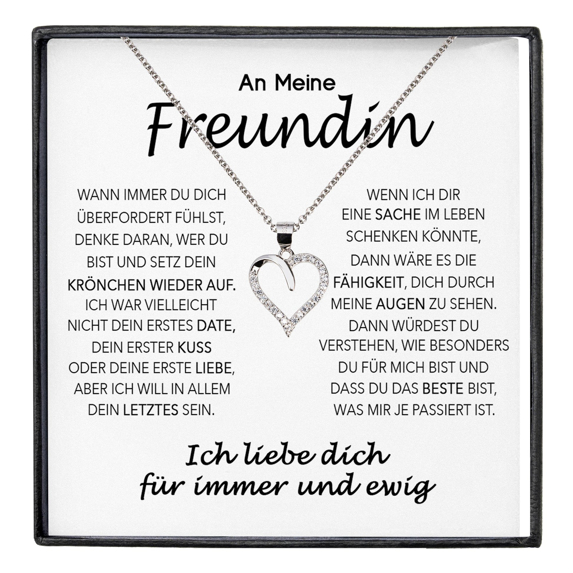 22Feels® Freundin Geschenk Silber Ich Liebe Dich Schmuck Frauen Silber 925/000 Herz Halskette Valentinstag Jahrestag Damen Collier Liebesbeweis-Schmuck mit Botschaftskarte - Herz21-22Feels