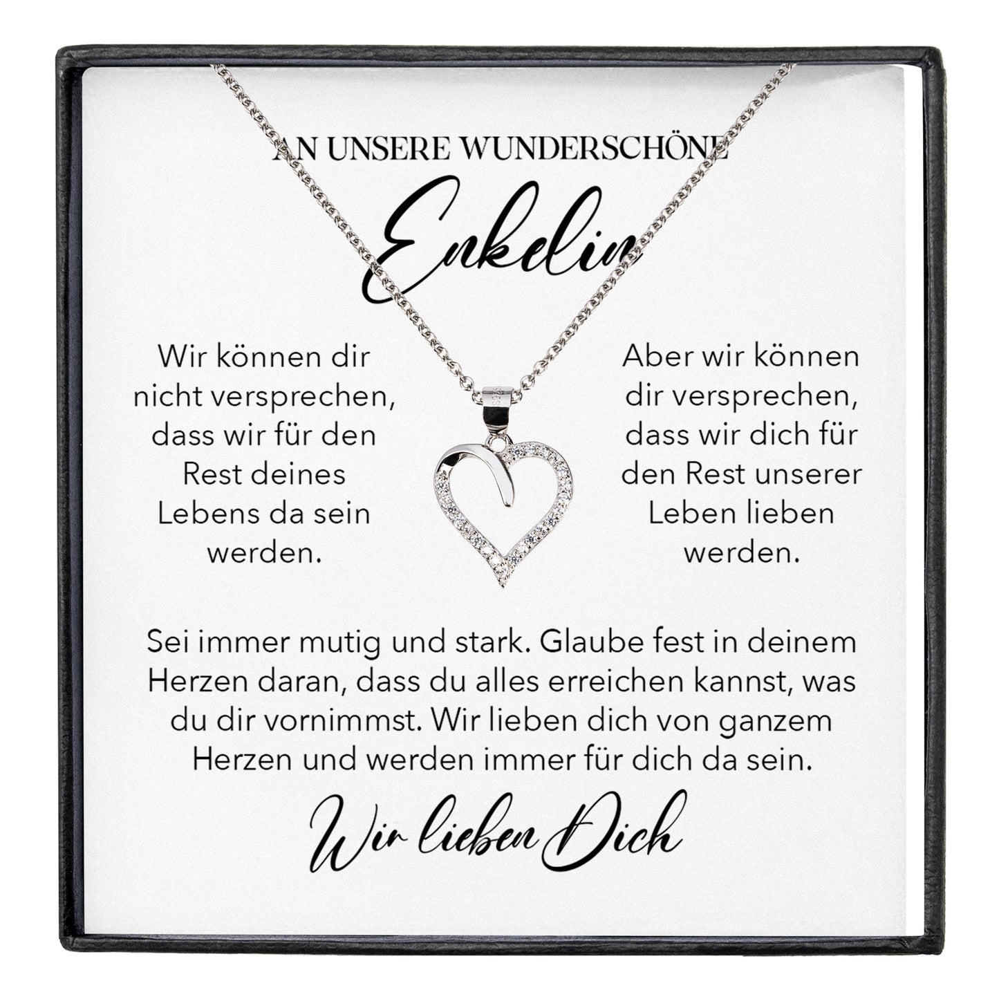 22Feels® Unsere Enkelin Geschenk Silber 925/000 Herz Halskette mit Karte Mädchen Frauen Schmuck Enkelkind Geburtstag Damen Weihnachten Firmung Konfirmation-Schmuck mit Botschaftskarte - Herz21-22Feels