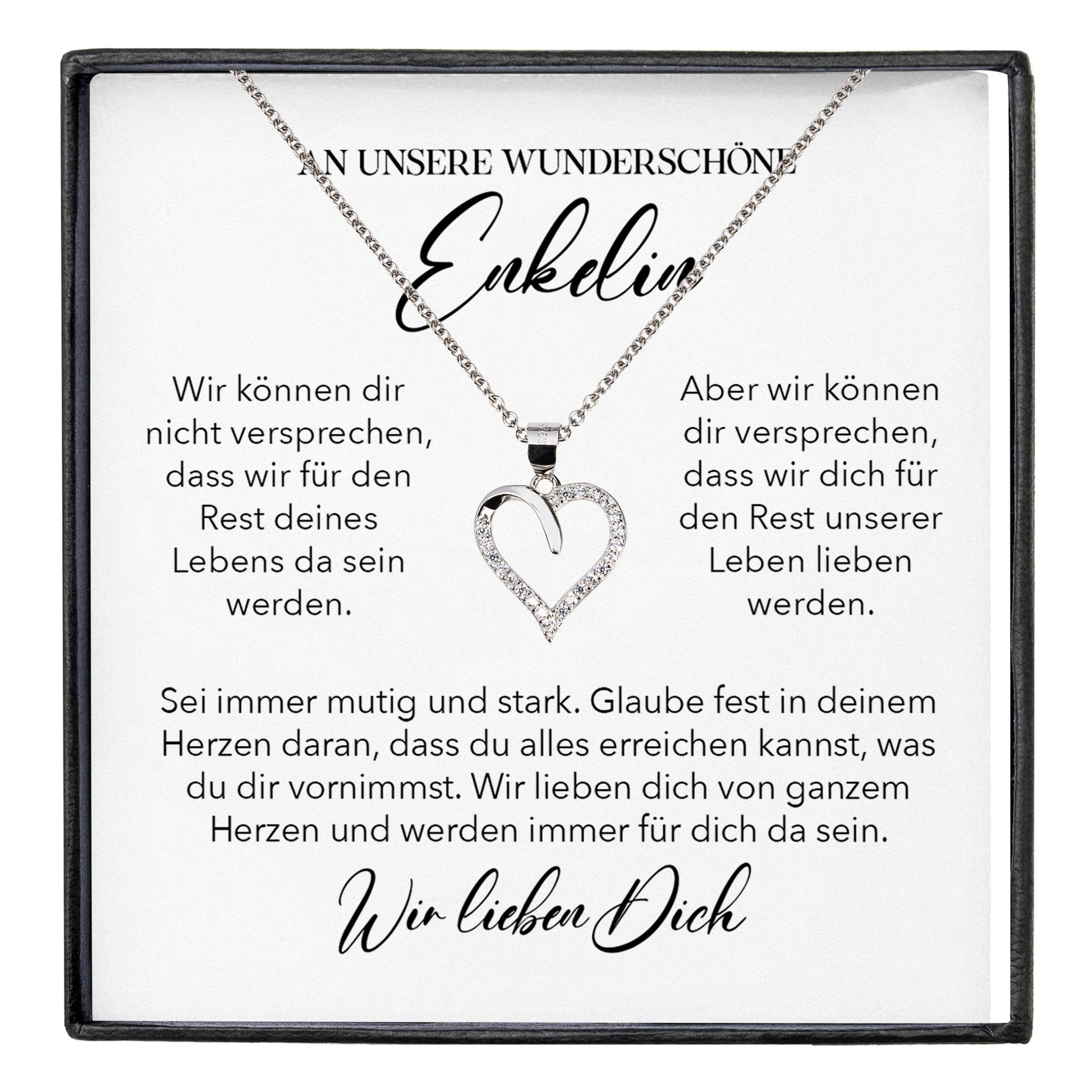 22Feels® Unsere Enkelin Geschenk Silber 925/000 Herz Halskette mit Karte Mädchen Frauen Schmuck Enkelkind Geburtstag Damen Weihnachten Firmung Konfirmation-Schmuck mit Botschaftskarte - Herz21-22Feels