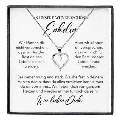 22Feels® Unsere Enkelin Geschenk Silber 925/000 Herz Halskette mit Karte Mädchen Frauen Schmuck Enkelkind Geburtstag Damen Weihnachten Firmung Konfirmation-Schmuck mit Botschaftskarte - Herz21-22Feels