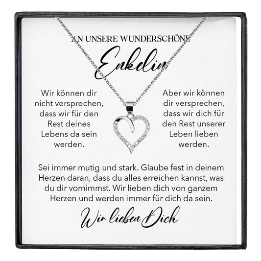 22Feels® Unsere Enkelin Geschenk Silber 925/000 Herz Halskette mit Karte Mädchen Frauen Schmuck Enkelkind Geburtstag Damen Weihnachten Firmung Konfirmation-Schmuck mit Botschaftskarte - Herz21-22Feels