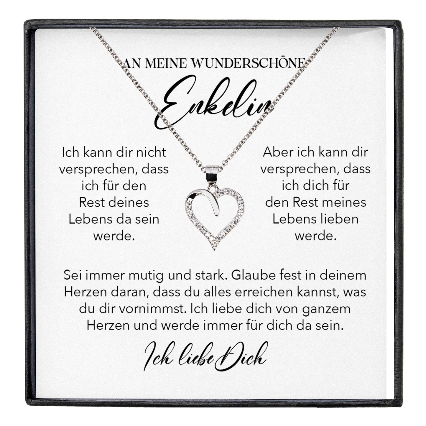 22Feels® Wunderschöne Enkelin Geschenk Silber 925/000 Herz Halskette mit Karte Mädchen Frauen Schmuck Enkelkind Geburtstag Damen Weihnachten Firmung Konfirmation-Schmuck mit Botschaftskarte - Herz21-22Feels